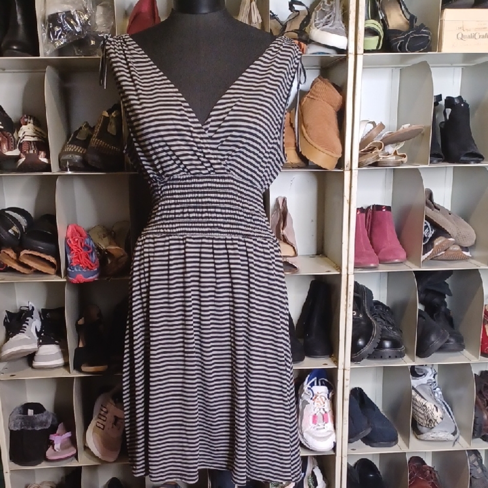 Just Love Black and White Striped Midi Dress